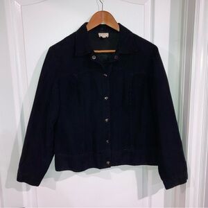 Vintage Black Faux Suede Button Up Jacket Cleo - size 12